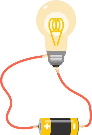 Lightbulb Connectedto Battery Illustration PNG Image