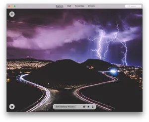 Lightning Strike Over Mountain Roads.jpg PNG Image