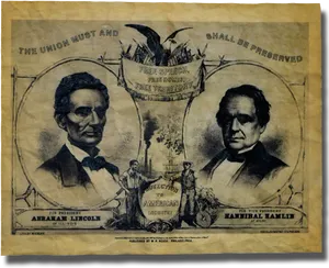 Lincoln Hamlin Campaign Poster1860 PNG Image