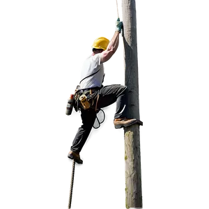 Lineman Climbing Pole Png Vmm PNG Image