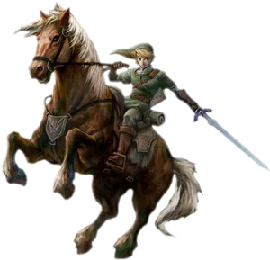 Link Riding Epona Artwork PNG Image