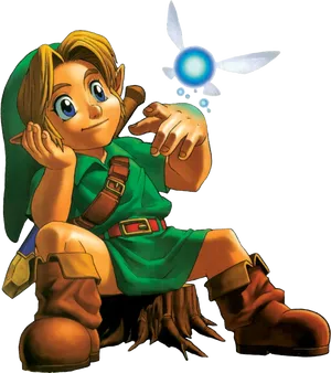 Linkand Navi Artwork Zelda Series PNG Image