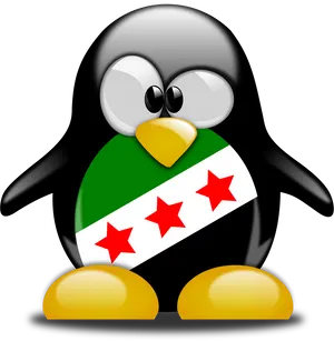 Linux Mascot Tux Syria Flag PNG Image