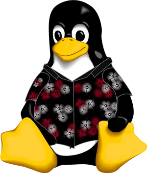 Linux Mascot Tuxwith Hawaiian Shirt PNG Image