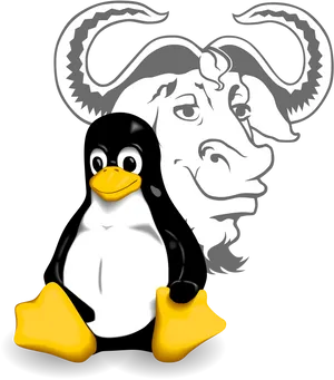 Linux Mascots Together PNG Image