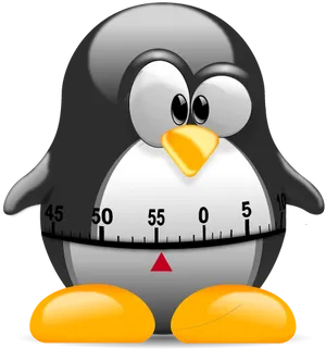 Linux Penguin Timer Illustration PNG Image