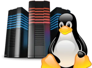 Linux Penguinand Servers.png PNG Image