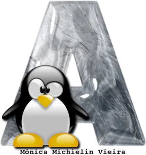 Linux Penguinwith Crystal Letter A PNG Image