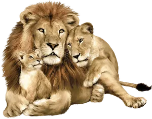 Lion_ Family_ Portrait PNG Image