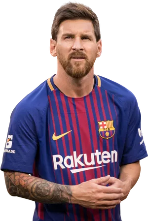 Lionel Messi Barcelona Portrait PNG Image