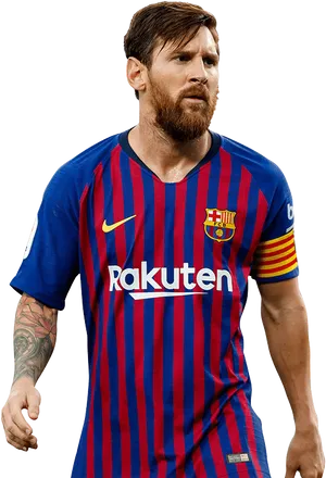 Lionel Messi Barcelona Stripes PNG Image