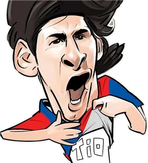 Lionel Messi Cartoon Celebration PNG Image