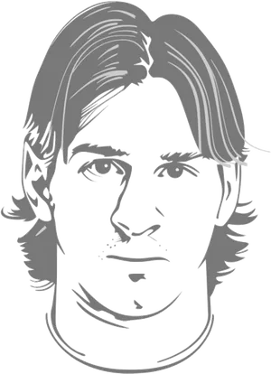 Lionel Messi Line Art Portrait PNG Image