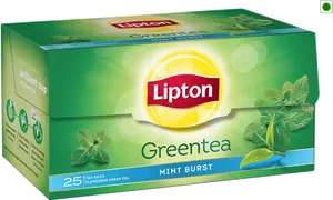 Lipton Green Tea Mint Burst Box PNG Image