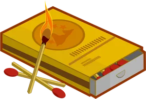 Lit Matchstickand Matchbox PNG Image