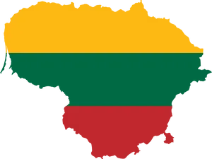 Lithuania Map Outlined With Flag Colors PNG Image