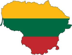 Lithuania Map Outlined With Flag Colors PNG Image