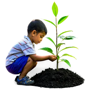 Little Kid Planting Tree Png Qwt92 PNG Image