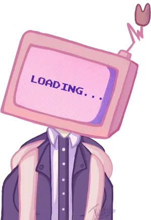 Loading Head Glitch Art PNG Image