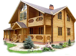 Log Cabin Exterior Design PNG Image