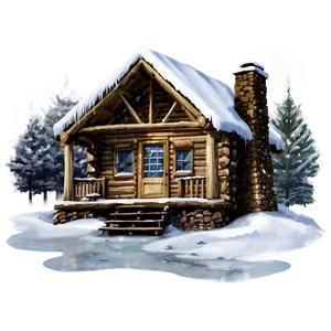 Log Cabin Winter Wonderland Png Bni PNG Image