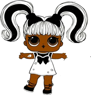 Lol Surprise Doll Blackand White PNG Image