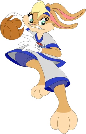 Lola_ Bunny_ Basketball_ Pose_ Space_ Jam PNG Image