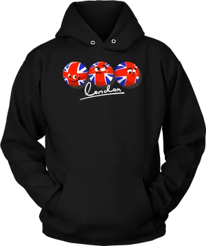 London Themed Hoodiewith Emoji Design PNG Image