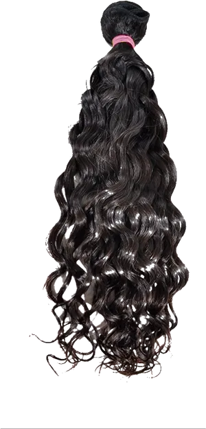 Long Black Curly Hair Extension PNG Image