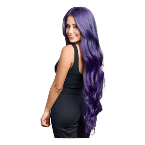 Long Flowing Purple Hair Illustration Png 06272024 PNG Image