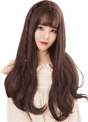 Long Wavy Hairwith Bangs PNG Image