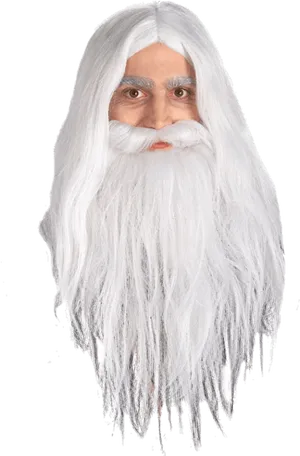 Long White Wizard Beard PNG Image