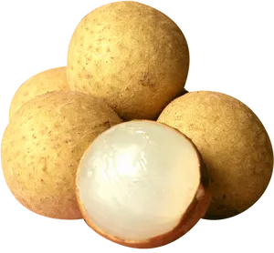 Longan Fruit Cluster Peeledand Whole PNG Image