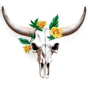 Longhorn Skull With Flowers Png Oah PNG Image