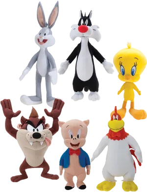 Looney Tunes Characters Plush Toys PNG Image