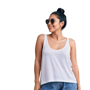 Loose White Tank Top Relaxation Png Tdc PNG Image