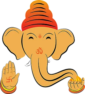 Lord Ganesh Cartoon Illustration PNG Image