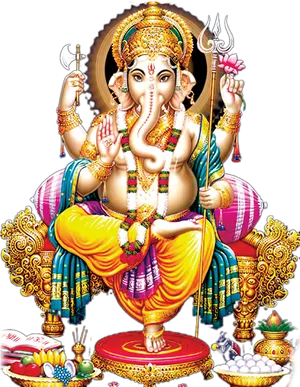 Lord Ganesh Colorful Illustration PNG Image