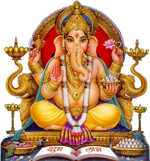 Lord Ganesha Colorful Artwork PNG Image