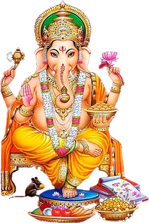 Lord Ganesha Colorful Artwork PNG Image