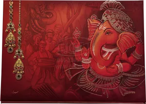 Lord Ganesha Hindu Wedding Invitation Artwork PNG Image