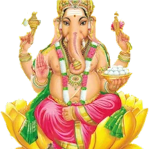 Lord Ganesha Seatedon Lotus PNG Image