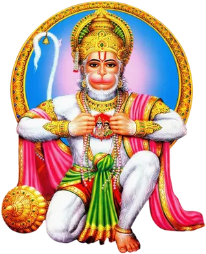 Lord Hanuman Holding Mountain PNG Image