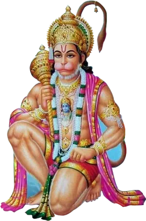 Lord Hanuman Seatedwith Gada PNG Image