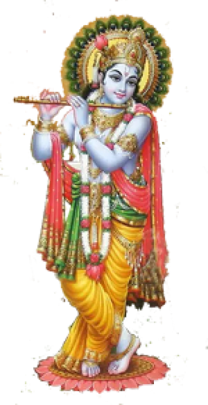 Lord Krishna Flute Adorned Statue PNG Image