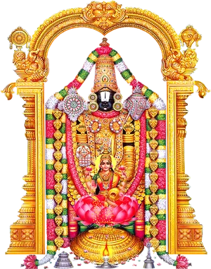 Lord_ Venkateswara_and_ Goddess_ Lakshmi_ Artwork PNG Image