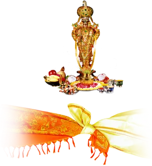 Lord_ Venkateswara_ Statue_and_ Offerings.png PNG Image