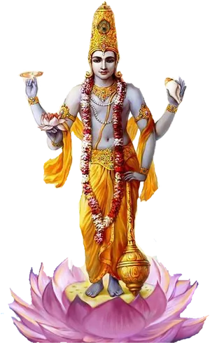 Lord_ Vishnu_ Standing_on_ Lotus PNG Image