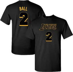 Los Angeles Lakers Number2 Ball T Shirt Design PNG Image