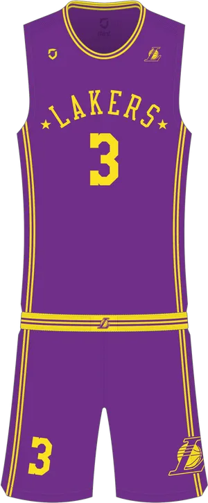 Los Angeles Lakers Purple Uniform Number3 PNG Image